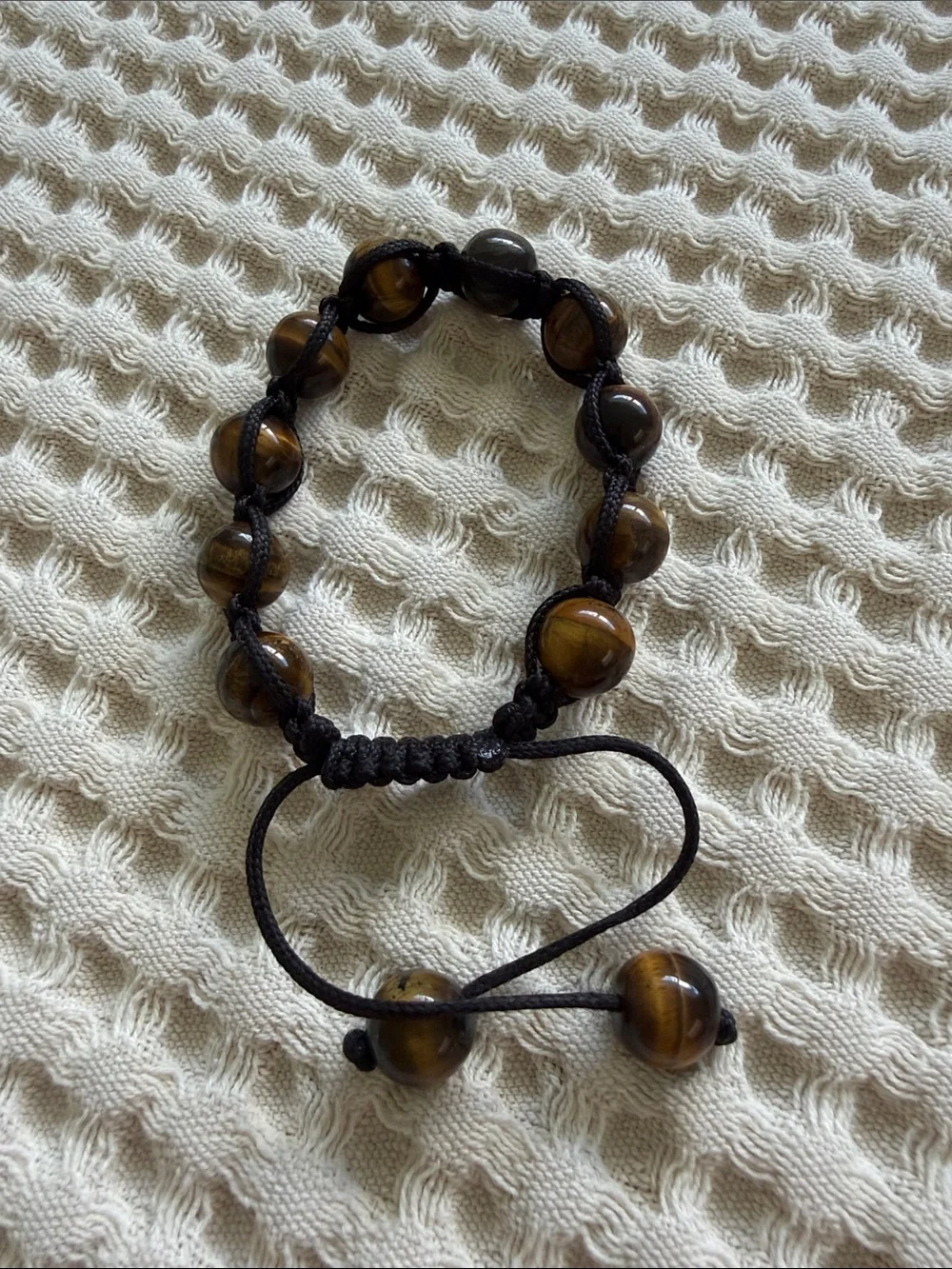 Women/ Men Brown Tiger Eye Bead Adjustable Bracelet
